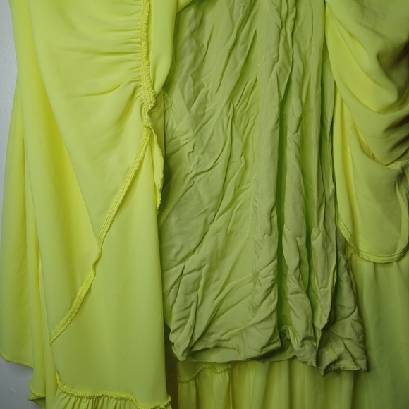 Elegant Long Green One Shoulder Evening Dresses With Slit A-Line Brazilian Chiff - Picture 6 of 9